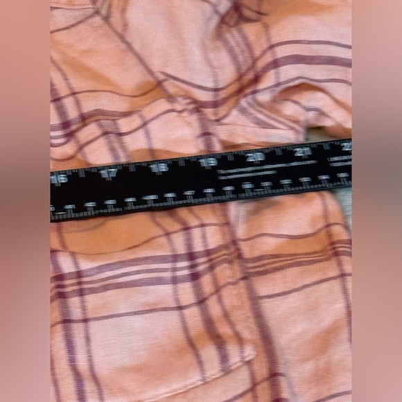 Free People No Limits Oversized Linen Plaid Button Down Shirt Salmon Peach XS - Picture 8 of 11
